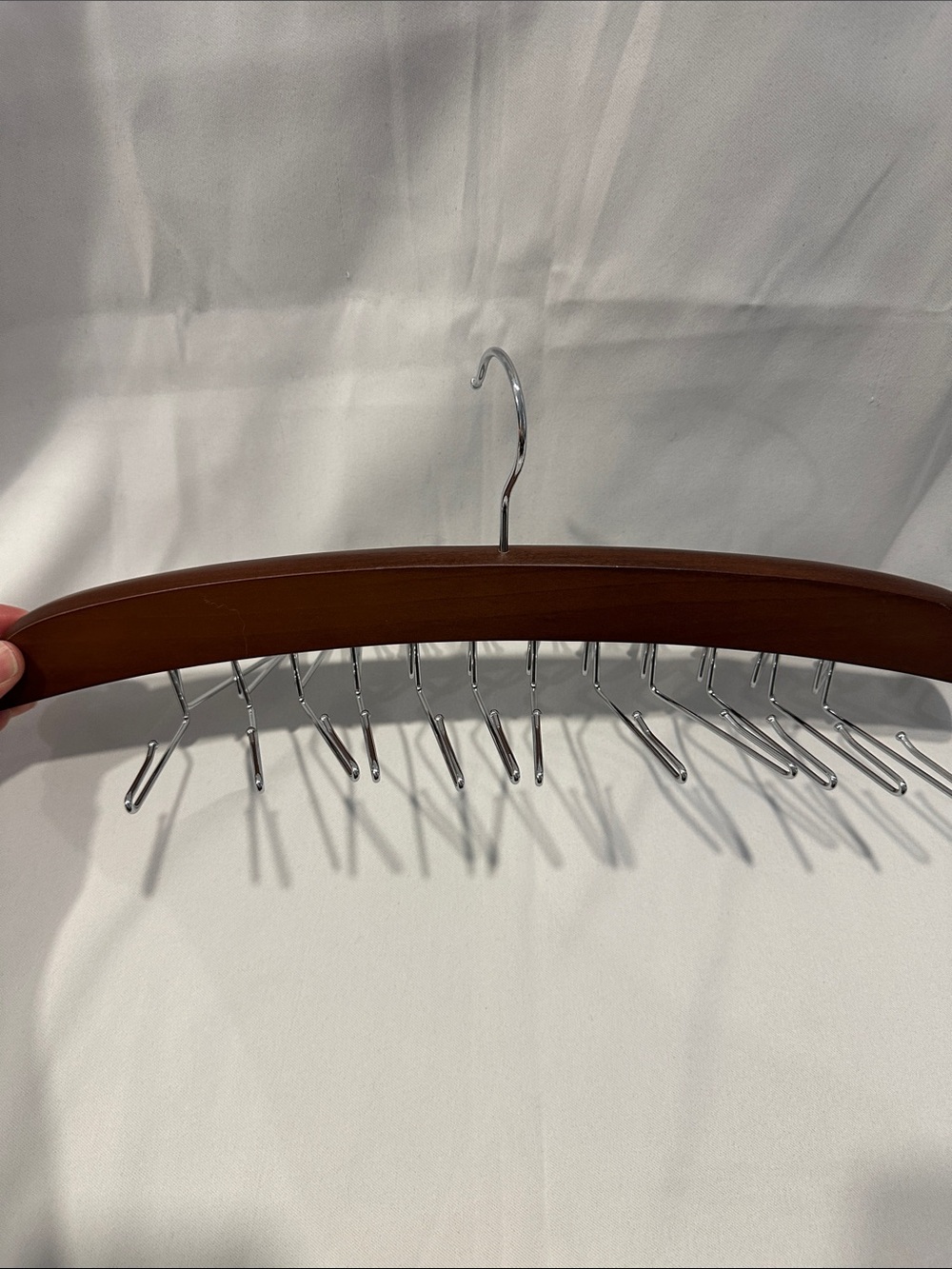 Wood and Chrome Multi-bra or tank Hanger - Brown